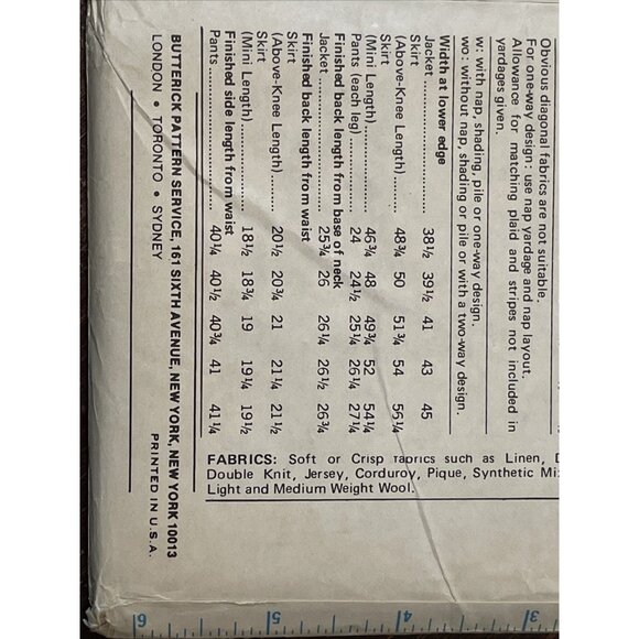 Butterick 6996 Pattern Vintage 1970s Misses Jacket Skirt Pants 14 UNCUT - Picture 4 of 4